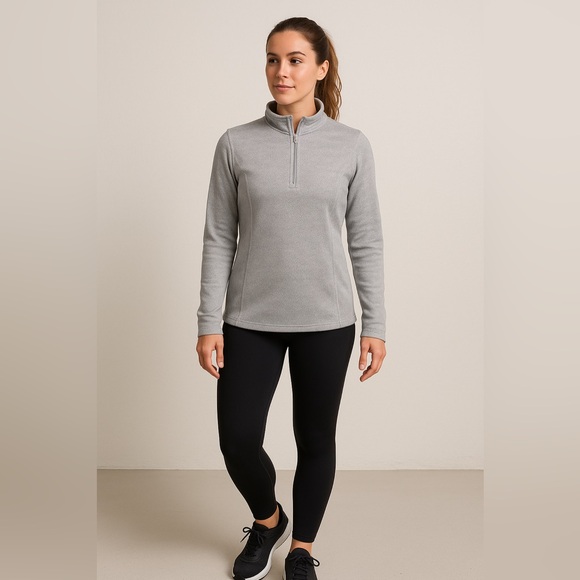 Kyodan Tops - Kyodan Outdoor Gray Herringbone Quarter Zip Pullover Women’s Hiking Top Large